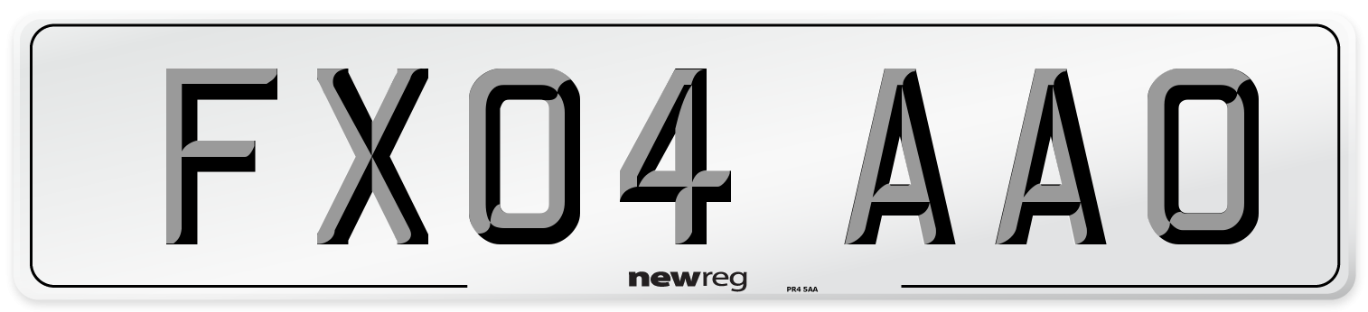 FX04 AAO Number Plate from New Reg